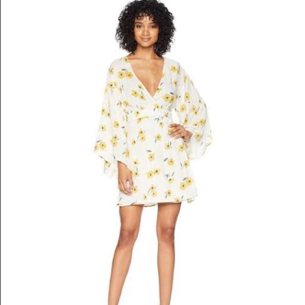 Billabong Bell Sleeve Wrap Dress-Gold Dust
